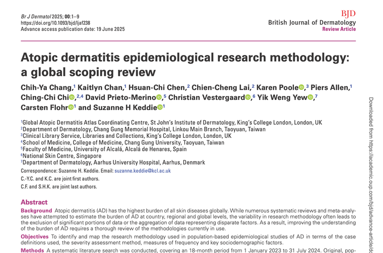 Atopic dermatitis epidemiological research methodology: a global scoping review