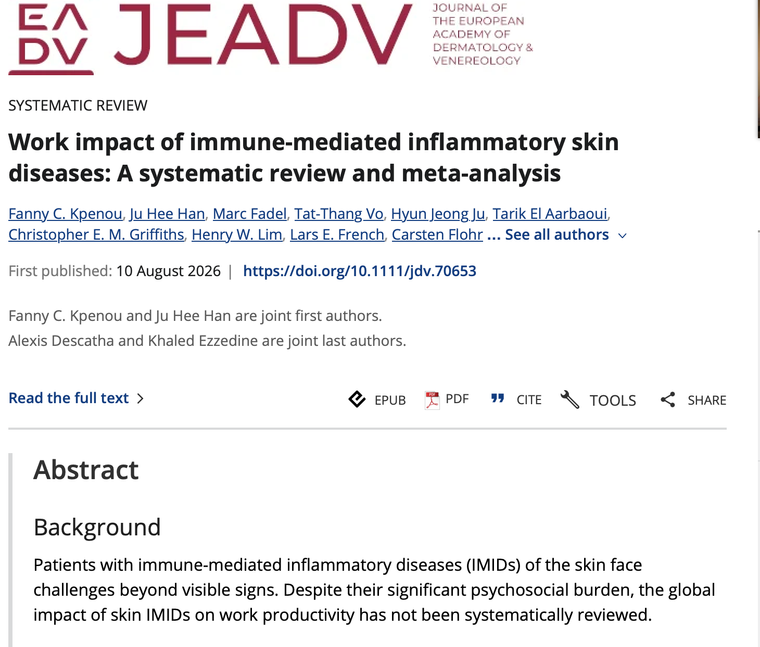 Work impact of immune-mediated inflammatory skin diseases: A systematic review and meta-analysis